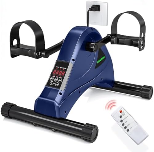 HOMGIM Mini Exercise Bike,Under Desk Bike for Seniors Rehab Training, Motorized Pedal Exerciser for Arm/Leg Fitness & Physical Therapy, 6 Levels Speed Adjustment by HOMGIM