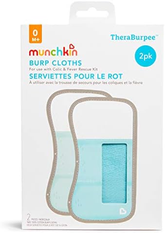 Munchkin® TheraBurpee: 2 Pack Burp Cloths with Built-in Pockets, for use with Colic & Fever Rescue Kit, 1 Blue, 1 Mint,2 Count (Pack of 1) by Munchkin