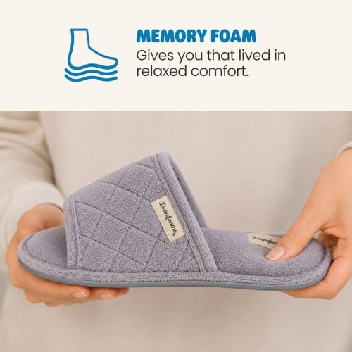 Dearfoams womens Slipper Memory Foam Summer House Shoe Beatrice Terry Slide - Image 6