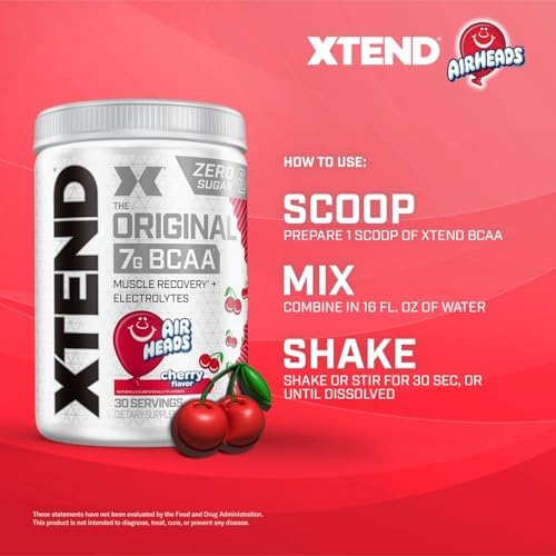 Xtend Original BCAA Powder with Zero Sugar, Airheads Cherry, 30 Servings - Image 6