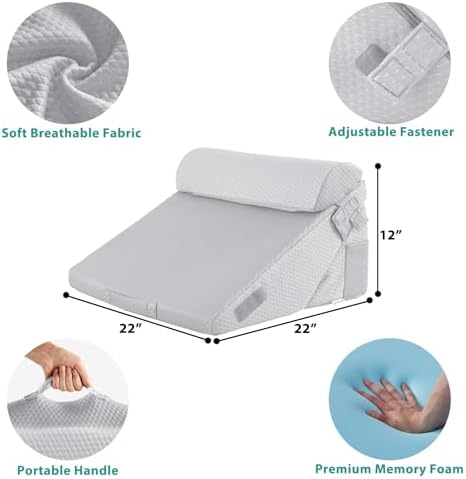 Bedluxe Wedge Pillow Set for After Surgery, Orthopedic Bed Wedge Light Grey - Image 3