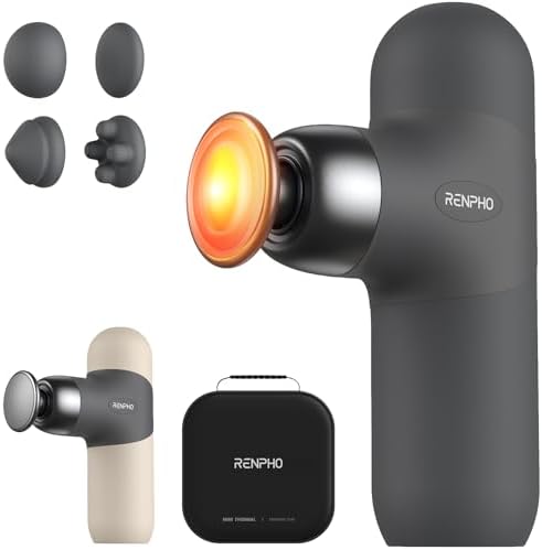RENPHO Mini Thermal Massage Gun with Heat, Color Silicone Casing, 4 Speeds by RENPHO