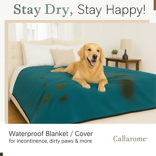 Waterproof Blanket for Bed & Couch Protection, Blue/Beige, 80"x90" - Image 3