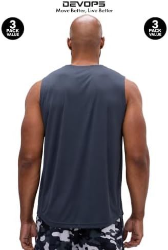 DEVOPS 3 Pack Sleeveless Men's Muscle Shirts Dry Fit Tank Top Gym - Image 7