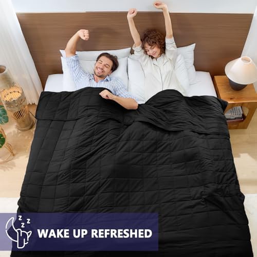 yescool Weighted Blanket for Adults (20 lbs, 88” x 104”, Black) Cooling Heavy Blanket for Sleeping Perfect for 190-210 lbs, Queen Size Breathable Blanket with Premium Glass Bead, Machine Washable - Image 5