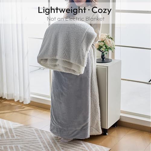 NANPIPER Sherpa Blanket Twin Thick Warm Blankets for Winter Bed Super Soft Fuzzy Flannel Fleece/Wool Like Reversible Velvet Plush Fabric(Light Grey Twin Size 60"x80") - Image 5