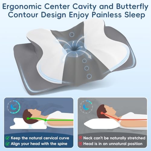 Cervical Neck Pillow for Pain Relief, Ergonomic Contour Memory Foam Pillow - Image 3