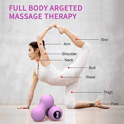 Heating Vibrating Peanut Massage Ball - 5 Intensity Levels & 1 Heat Mode - Foam Roller Double Lacrosse Ball - Deep Tissue Trigger Point Therapy - Handheld, Mobility, Rechargeable (Purple) - Image 2