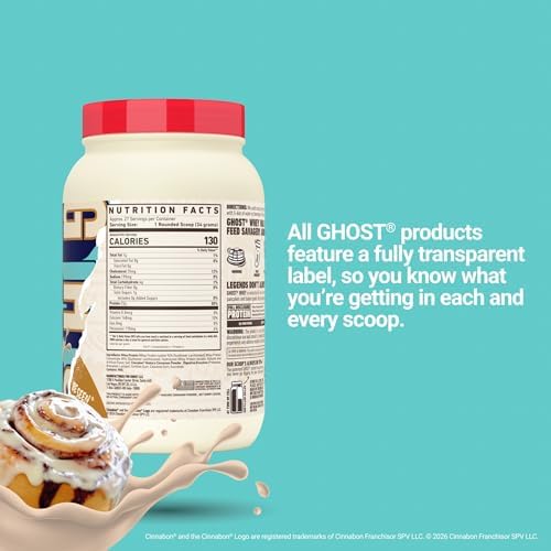 GHOST Whey Protein Powder, Cinnabon - 2LB, 25G of Protein - Image 4