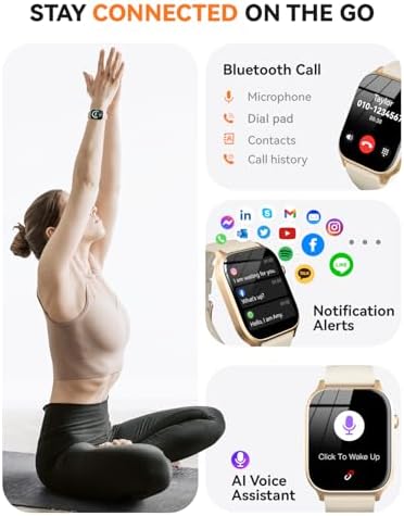 Smart Watches for Women Men, Fitness Tracker Watch with 110 Sports Modes, Step Counter/Sleep Monitor/Pedometer, IP68 Waterproof, Bluetooth Call & Music Control Smartwatch for iPhone/Android,Gold - Image 2