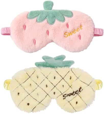 PERFECTSIGHT Sleep Eye Masks, Cute Fruit Sleep Eye Cover Lightweight Adjustable Eyeshade Mask Cover for Women Men Sleep Travel Nap, Strawberry Pineapple by PERFECTSIGHT