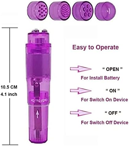 Small Mini Massager Portable Pen for Body Face, Neck, Head,Back Massage with 4 Heads (Pink and Purple) - Image 7