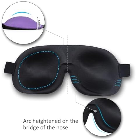 Sleep Mask Invisible Alar Deep Orbit 3D Eye Mask Ultra Lightweight & Comfortable Sleeping Mask for Travel, Nap, Shift Works,XL Purple - Image 3