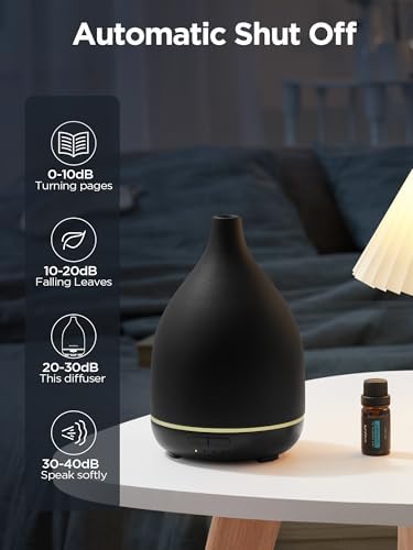 InnoGear 300ml Ceramic Essential Oil Diffuser, Diffusers for Home, Black - Image 6