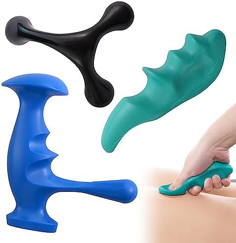Manual Trigger Point Massage Tool and Thumb Saver for Full Body Deep Tissue Massage, Set Include 1 Green Thumb Protector Tool 1 Palm Urchin Massage Tool Hand Held 4-Legged Massage Knobs by hautllaif