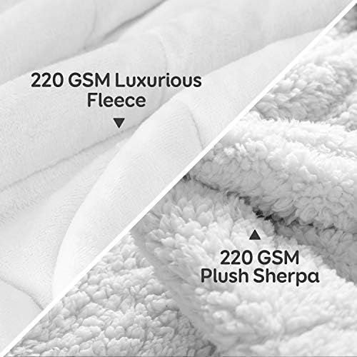 Cottonblue Sherpa Fleece Weighted Blanket 15 lbs for Adult, Sherpa Flannel Cozy Plush Bed Blankets, Fuzzy Sherpa Flannel Blanket Full Size, Minky Soft Blanket for Sofa Bed,48 x 72 inches,Snow White - Image 3