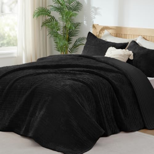 BEDELITE Velvet Quilt Set King Size, Luxury Velvet Comforter Bedding by BEDELITE