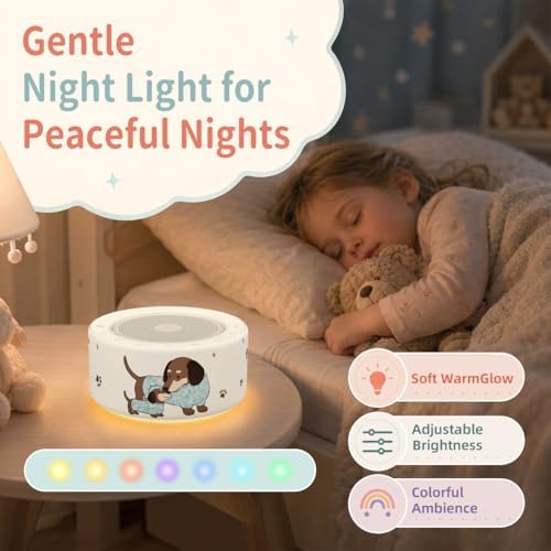 Kipcush White Noise Machine for Baby & Adults, Sleep Sound Machine with 30 Soothing Sounds, 8-Color Night Light, Memory Function, White Noise for Sleeping, Nursery, Office, Travel, Relaxation - Image 6