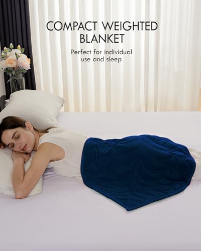 Weighted Lap Blanket for Adults, 5 lbs, 23"x29", Leaf Pattern, Navy Blue - Image 2