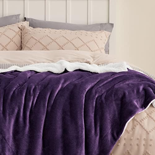 Bedsure GentleSoft Sherpa Fleece Blankets King Size for Bed, Non-Heated, Thick and Warm Throw Gifts for Women and Girls, Soft Fuzzy Plush King Blanket for Winter, Purple, 108x90 Inches - Image 4