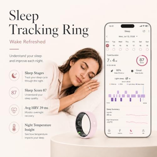 Pink Ceramic Smart Ring for Women, Health & Sleep Tracker, Size 7 - Image 5