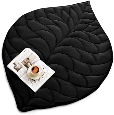 Kaisa Weighted Lap Blanket for Adults, 7 lbs 41" x 53", Leaf Pattern, Black by Kaisa