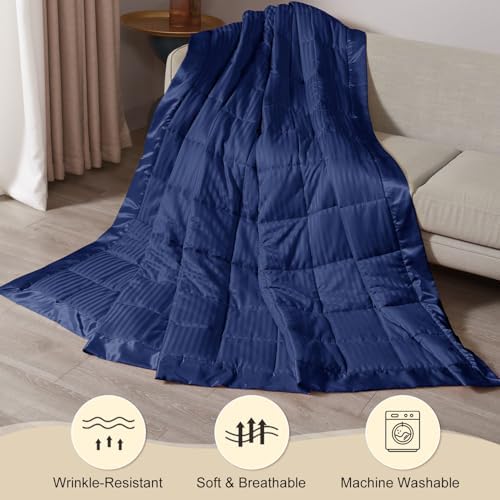 downluxe Weighted Blanket King Size, 18 lb Weighted Blanket with Glass Beads for All Season, Machine Washable Heavy Blanket (Navy, 108 X 90 Inch) - Image 6