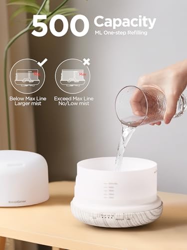 InnoGear 500ml Essential Oil Diffuser for Home Cool Mist Humidifier B White - Image 4