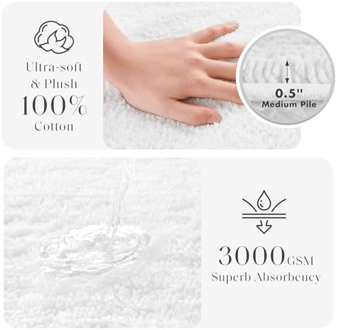 Madison Park Splendor Reversible 100% Cotton Bath Rug, 20 x 30, White - Image 3