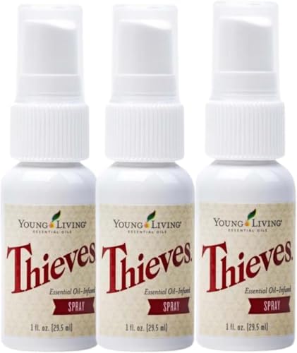 Young Living Thieves Spray | 1 oz | Portable Cleaner Spray, Formulated with Water & Alcohol, Ideal for Travel Essentials & Home; Fits in Backpack, Luggage, or Purse | 3 Pack by YoungLiving