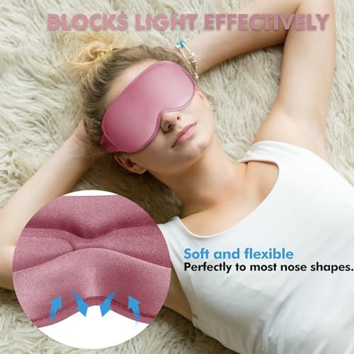 Sleep Mask for Men and Women, 3D Blackout Eye Mask for Side Sleepers, Rose - Image 5