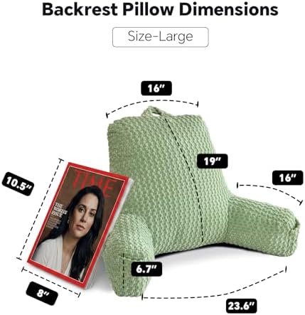 19" Back Support Pillow for Dorm Room Essentials,Green Corduroy,Large - Image 5