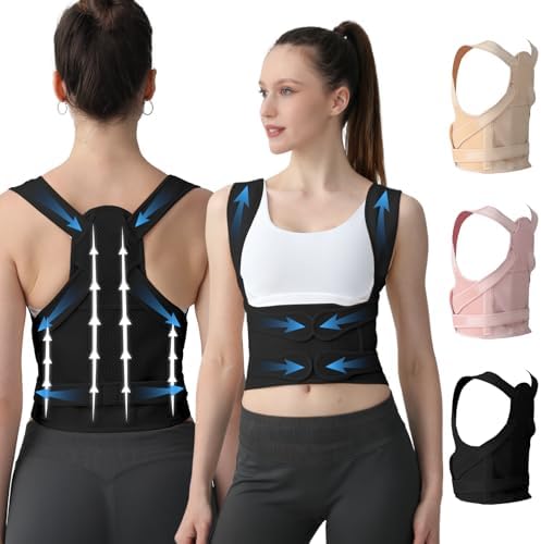 Posture Corrector for Women and Men Upgraded Back Brace, Adjustable Back Support for Upper and Lower Back Pain Relief, Shoulder Straightener for Hunchback, Thoracic, Scoliosis, Lumbar, Spine (Black, M) by Unknown