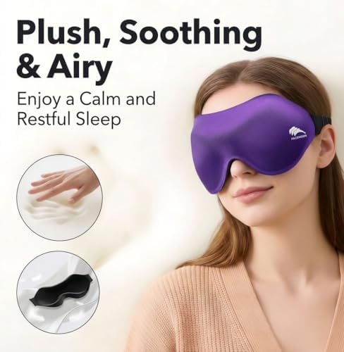 Sleep Mask for Side Sleepers: Lash Extensions 3D Contoured Eye Mask – Airplane Travel Essential, Zero-Pressure Light Blackout Eye Mask for Women – Soft Night Blindfold for Long Flights (Purple) - Image 6