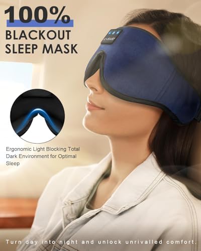 LC-dolida Sleep Headphones, Sleep Mask Bluetooth Wireless Music Eye Mask, Sleeping Headphones for Side Sleepers Sleep Mask with Bluetooth Headphones Ultra-Thin Stereo Speakers Perfect for Sleeping - Image 3