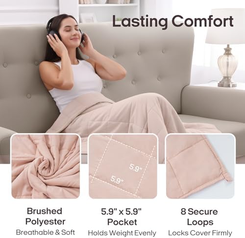 ZonLi Weighted Blanket for Adults (60"x80", 20lbs, Light Pink) - Image 7