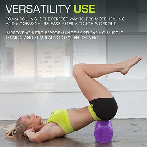 ProsourceFit High Density Foam Rollers 12 - inches long, Firm Full Body Athletic Massager for Back Stretching, Yoga, Pilates, Post Workout Trigger Point Release, Purple - Image 5