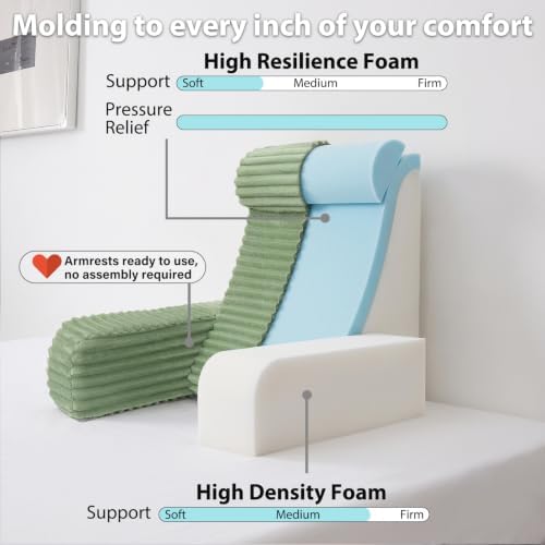 ENITYA 22" XL Back Pillow for Bed Sitting Up with Armrests & Big Pockets - Image 3