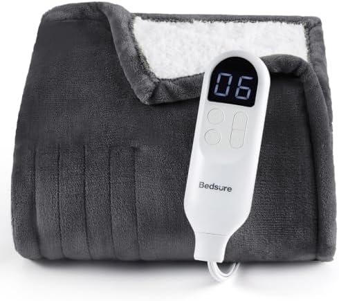 Bedsure Heated Blanket Throw, Soft Electric Blanket with Preheat, Dark Grey by Unknown