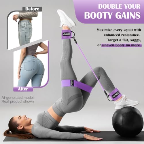 KUTIZE Ankle Resistance Bands with Cuffs & Fabric Resistance Bands Set - Legs & Glutes Workout Equipment for Women & Men, Home Gym Heavy Exercise Bands for Hip, Yoga, Strength Training, Rehab, Pilates - Image 3