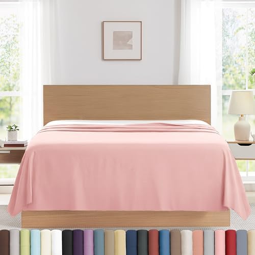 King Flat Sheet Only Oversized Top Sheet Extra Deep Mattress 132x110 Pink by SouthshoreFineLivingInc