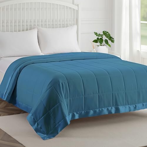 COMFLIVE Queen Down Alternative Blanket - Lightweight Satin Trim, Teal by COMFLIVE