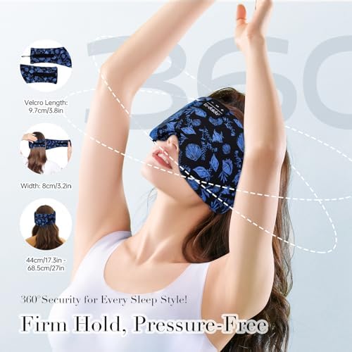 LC-dolida Sleep Mask with Bluetooth Headphones, Extra Large Silk Eye Mask for Sleeping Side Day Sleepers, Sleep Headphones Bluetooth 5.4 for Women Men with Thin Speaker, Blackout, Comfort, Microphone - Image 5