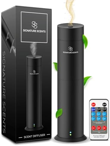 Luxury Essential Oil Diffuser – Waterless Oil Diffuser for Essential Oils - Scent Diffuser for Home & Hotel - Covers up to 1000 sq. ft. with Bluetooth App Control (Black) by SignatureScents