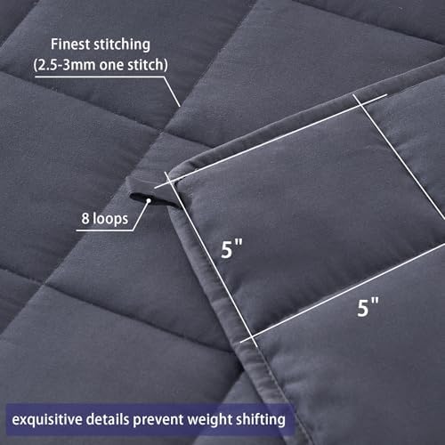 yescool Weighted Blanket for Adults (20 lbs, 48" x 72", Grey) Cooling Heavy Blanket for Sleeping Perfect for 140-160 lbs, Twin Size Breathable Blanket with Premium Glass Bead, Machine Washable - Image 5