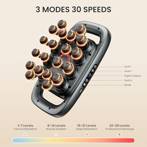 Envyvip 20-Heads Back Massager for Deep Tissue, Fathers Day Birthday Gifts for Men, Dad, Husband, Grandpa - 3 Modes 30 Speeds, Large Massage Area - Image 4
