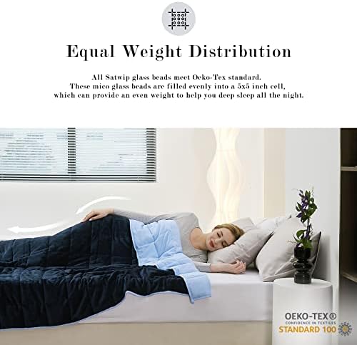 Satwip Weighted Blanket 10 Pounds Blue Fuzzy Warm Flannel Bed Blanket for Adults with Soft Breathable Sanded, 48 x 72 inches, Blue - Image 4