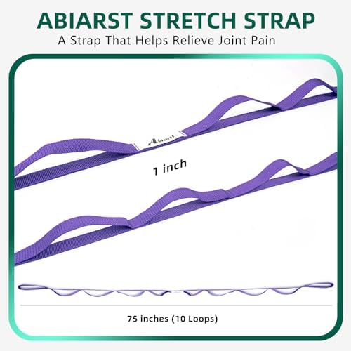 Abiarst Stretching Strap Yoga Straps for Physical Therapy, 10 Loops Non-Elastic Stretch Band for Pilates, Flexibility, Exercise and Gymnastics - Image 3
