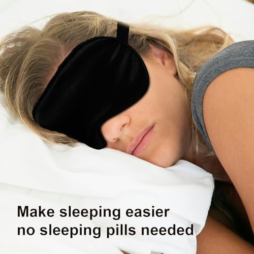 Silk Sleep Mask, Black, Adjustable Strap for Light Blocking, Travel Rest, Puffy Eyes Relief, Single Pack (Black) - Image 5
