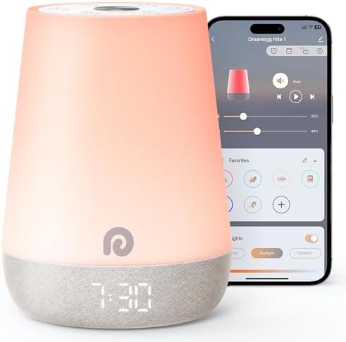 Dreamegg Sound Machine Baby - White Noise Sound Machine Baby With Night Light, Ok to Wake Alarm Clock, 34 Soothing Sounds, Sleep Trainer, Routine Builder, App Control for Kids Nursery Sleeping Bedroom by Dreamegg